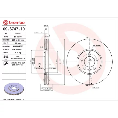 Brzdový kotúč BREMBO 09.6747.10
