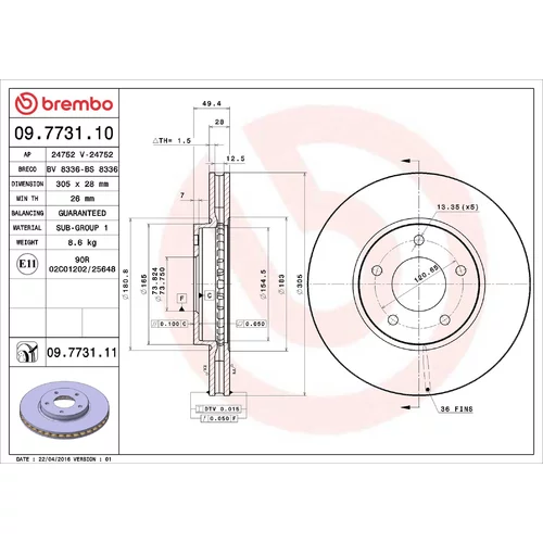 Brzdový kotúč BREMBO 09.7731.11