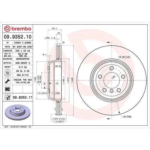Brzdový kotúč 09.9352.11 /BREMBO/