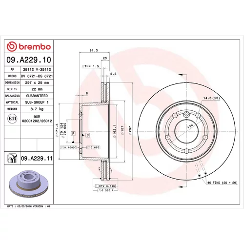 Brzdový kotúč BREMBO 09.A229.11