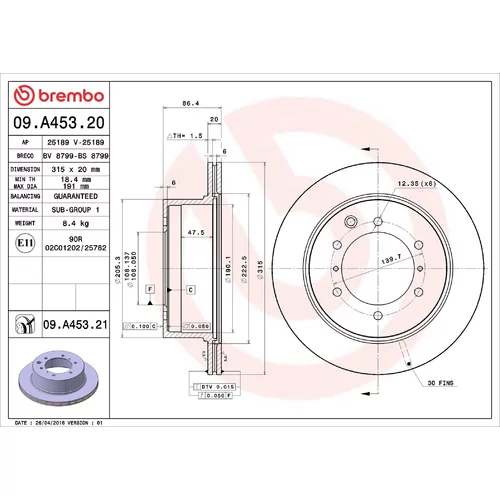 Brzdový kotúč BREMBO 09.A453.21