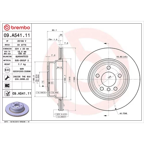 Brzdový kotúč BREMBO 09.A541.11