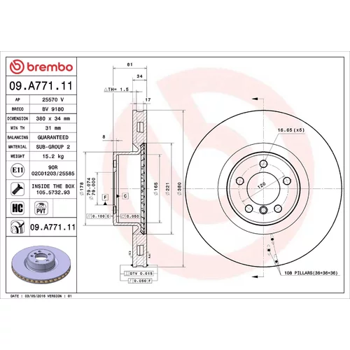 Brzdový kotúč BREMBO 09.A771.11