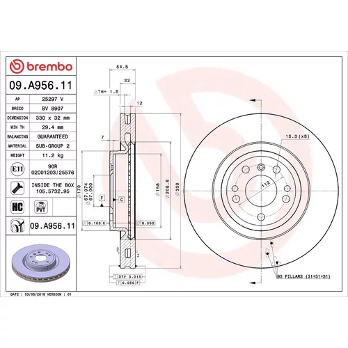 Brzdový kotúč BREMBO 09.A956.11