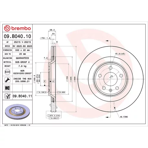 Brzdový kotúč BREMBO 09.B040.11