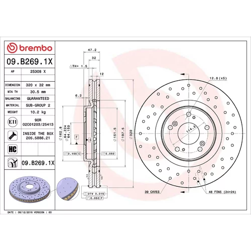 Brzdový kotúč BREMBO 09.B269.1X