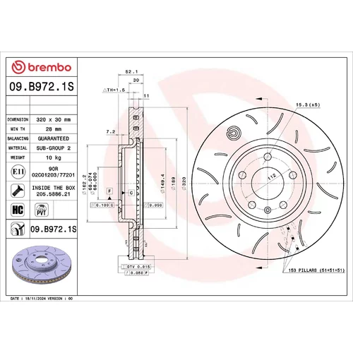 Brzdový kotúč BREMBO 09.B972.1S