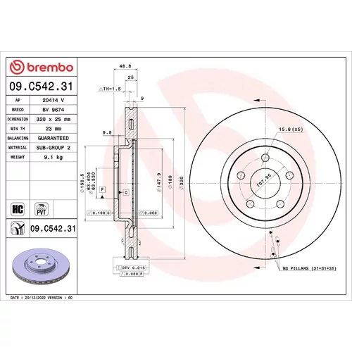 Brzdový kotúč BREMBO 09.C542.31