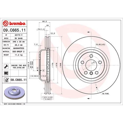 Brzdový kotúč BREMBO 09.C665.11