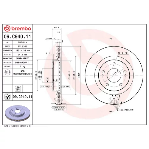 Brzdový kotúč BREMBO 09.C940.11
