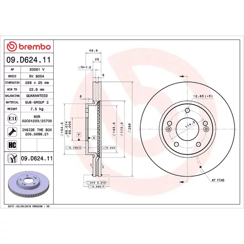 Brzdový kotúč BREMBO 09.D624.11