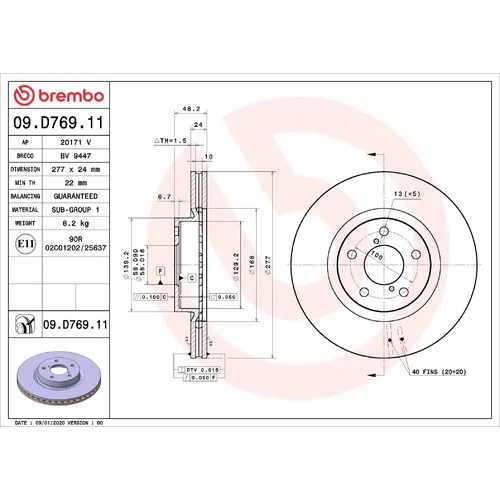 Brzdový kotúč BREMBO 09.D769.11
