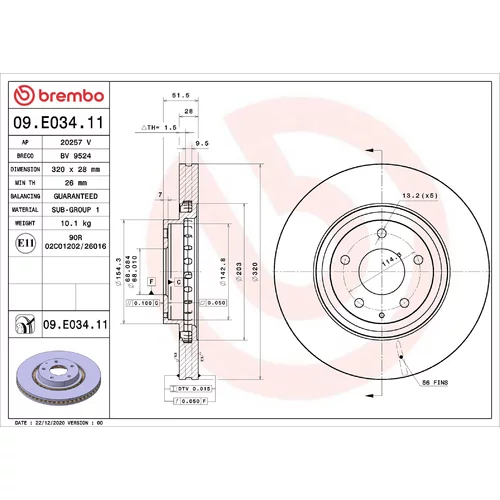 Brzdový kotúč BREMBO 09.E034.11