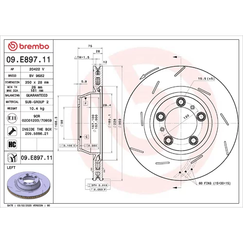 Brzdový kotúč BREMBO 09.E897.11