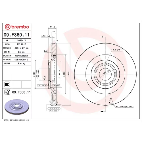 Brzdový kotúč BREMBO 09.F360.11