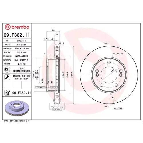 Brzdový kotúč 09.F362.11 /BREMBO/ - obr. 3