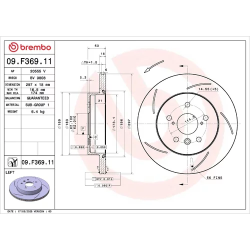 Brzdový kotúč BREMBO 09.F369.11