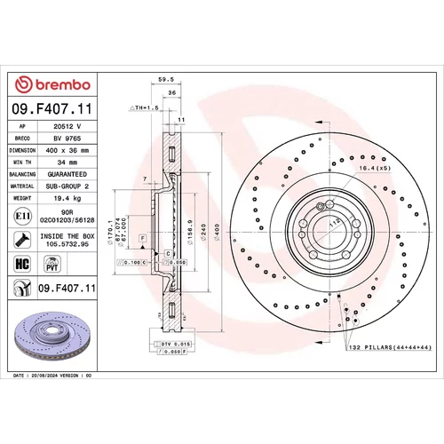 Brzdový kotúč BREMBO 09.F407.11
