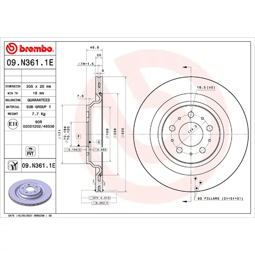 Brzdový kotúč BREMBO 09.N361.1E
