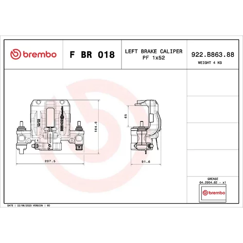 Brzdový strmeň F BR 018 /BREMBO/ - obr. 1