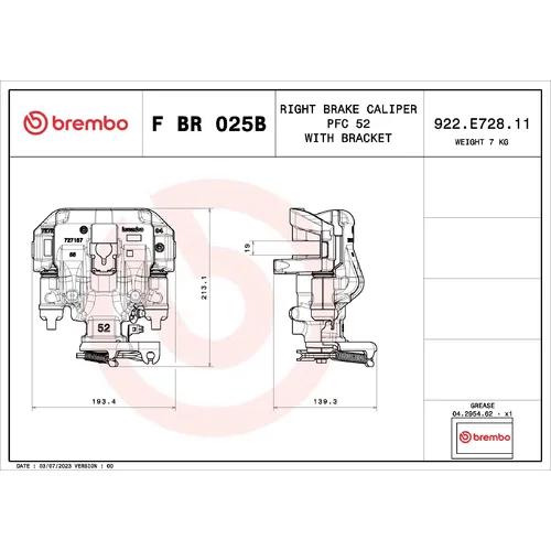 Brzdový strmeň F BR 025B /BREMBO/ - obr. 1