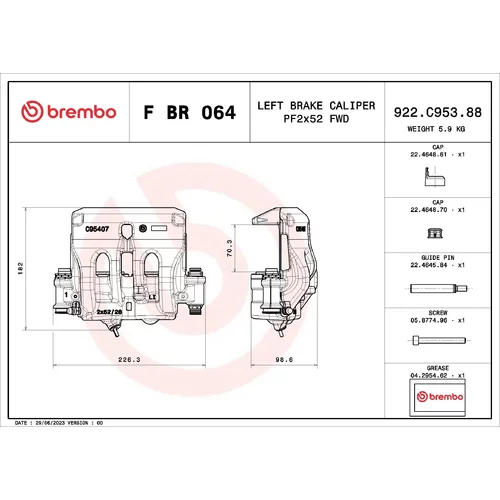 Brzdový strmeň F BR 064 /BREMBO/ - obr. 1