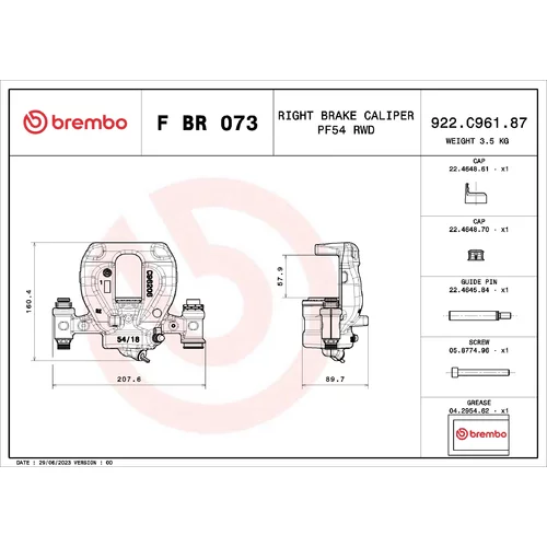 Brzdový strmeň F BR 073 /BREMBO/ - obr. 1