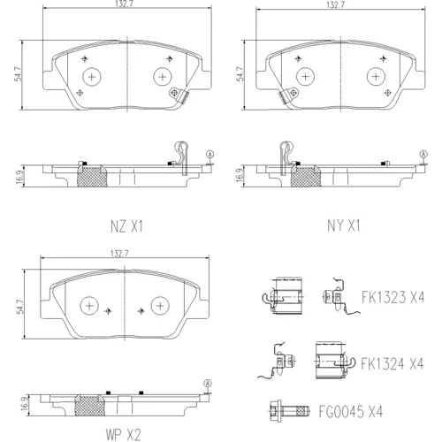 Sada brzdových platničiek kotúčovej brzdy BREMBO P 06 126