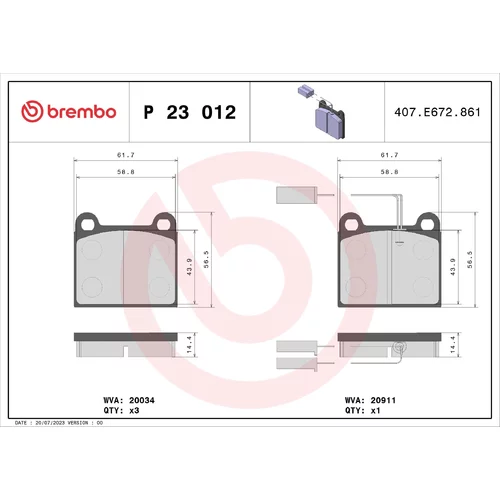 Sada brzdových platničiek kotúčovej brzdy BREMBO P 23 012