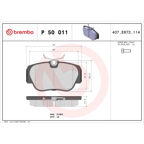 Sada brzdových platničiek kotúčovej brzdy BREMBO P 50 011