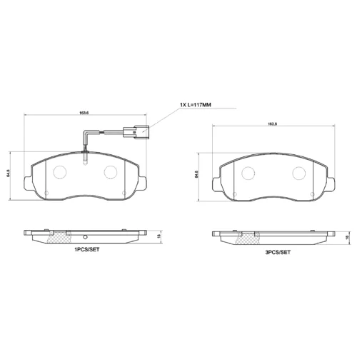 Sada brzdových platničiek kotúčovej brzdy BREMBO P 68 062G