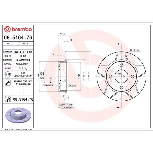 Brzdový kotúč BREMBO 08.5164.76