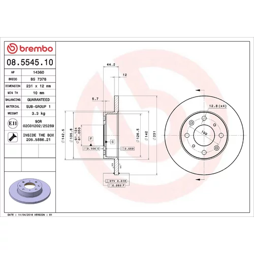 Brzdový kotúč BREMBO 08.5545.10