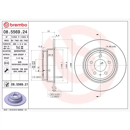 Brzdový kotúč BREMBO 08.5569.24