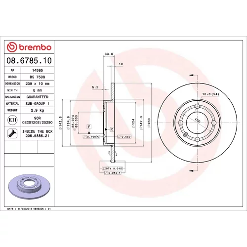 Brzdový kotúč BREMBO 08.6785.10
