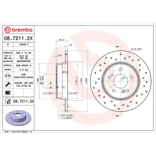 Brzdový kotúč BREMBO 08.7211.2X