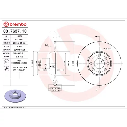 Brzdový kotúč BREMBO 08.7637.10