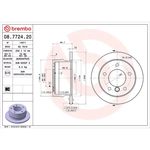 Brzdový kotúč BREMBO 08.7724.20