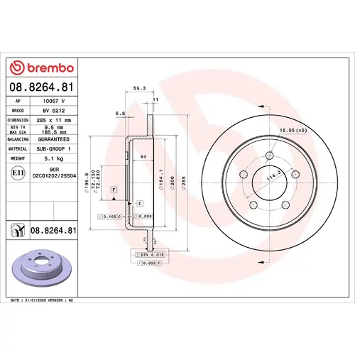 Brzdový kotúč BREMBO 08.8264.81