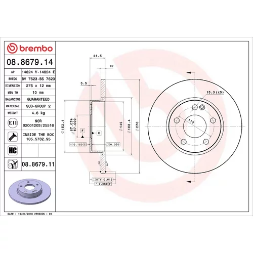 Brzdový kotúč BREMBO 08.8679.11
