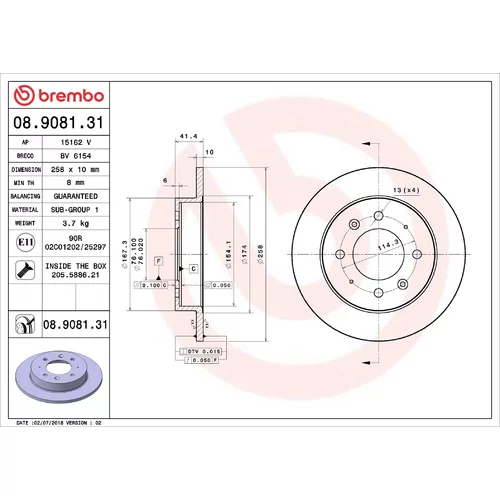 Brzdový kotúč BREMBO 08.9081.31