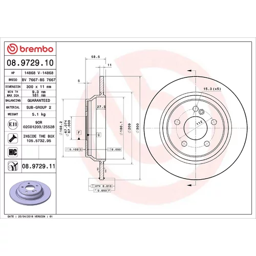 Brzdový kotúč BREMBO 08.9729.11