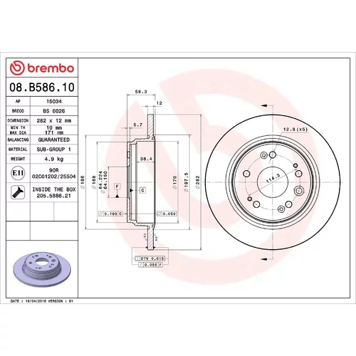 Brzdový kotúč BREMBO 08.B586.10