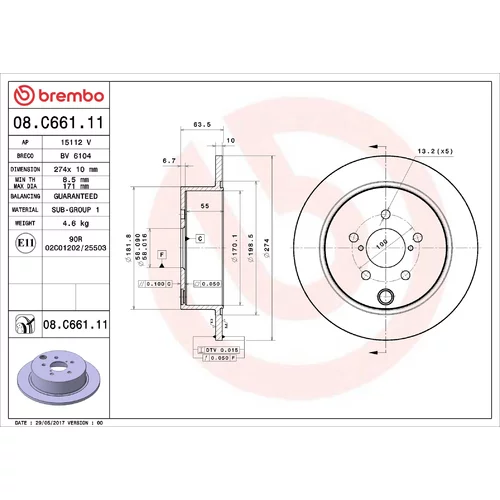 Brzdový kotúč BREMBO 08.C661.11