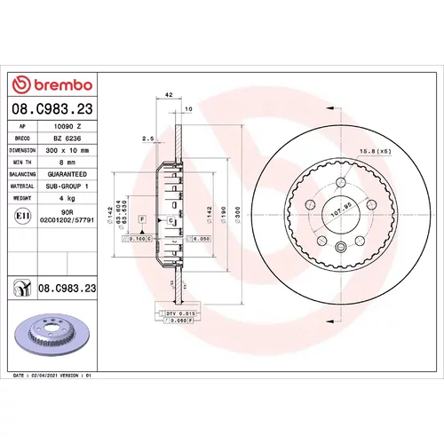 Brzdový kotúč BREMBO 08.C983.23