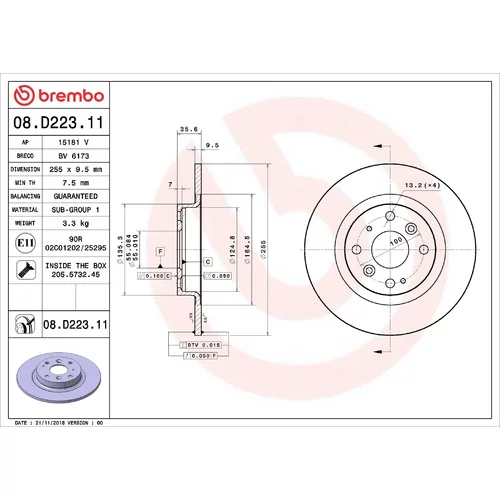 Brzdový kotúč BREMBO 08.D223.11