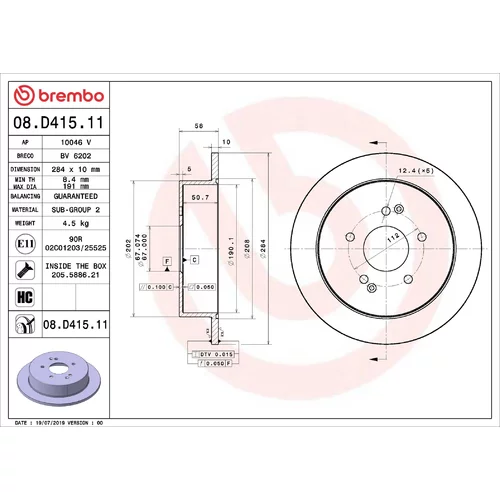 Brzdový kotúč BREMBO 08.D415.11
