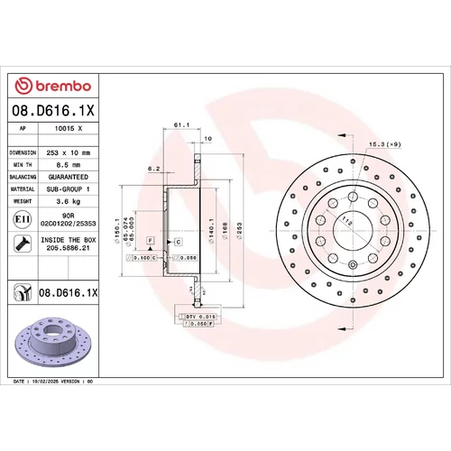 Brzdový kotúč BREMBO 08.D616.1X