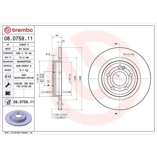 Brzdový kotúč BREMBO 08.D759.11