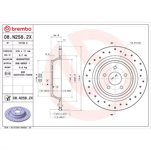 Brzdový kotúč BREMBO 08.N258.2X